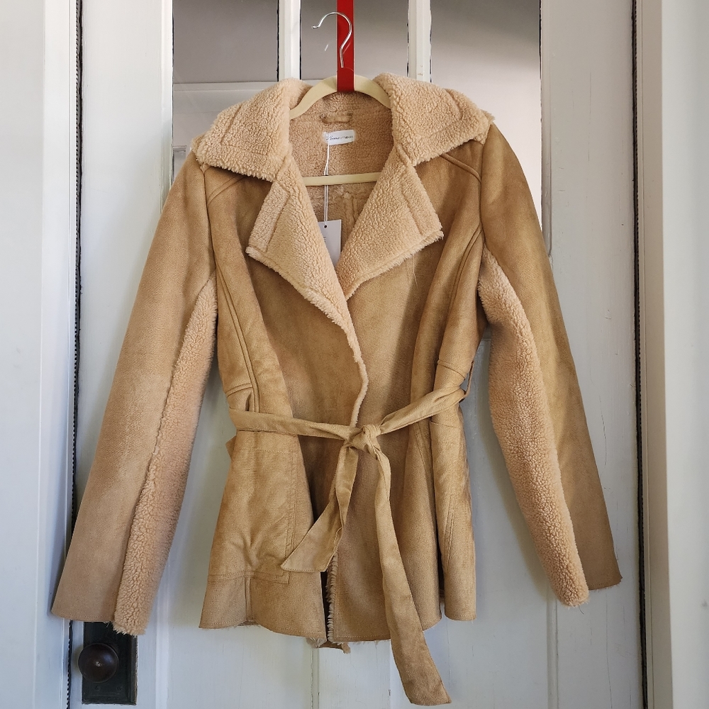 Lovers + friends Faux Fur Tan Jacket, Sz XS